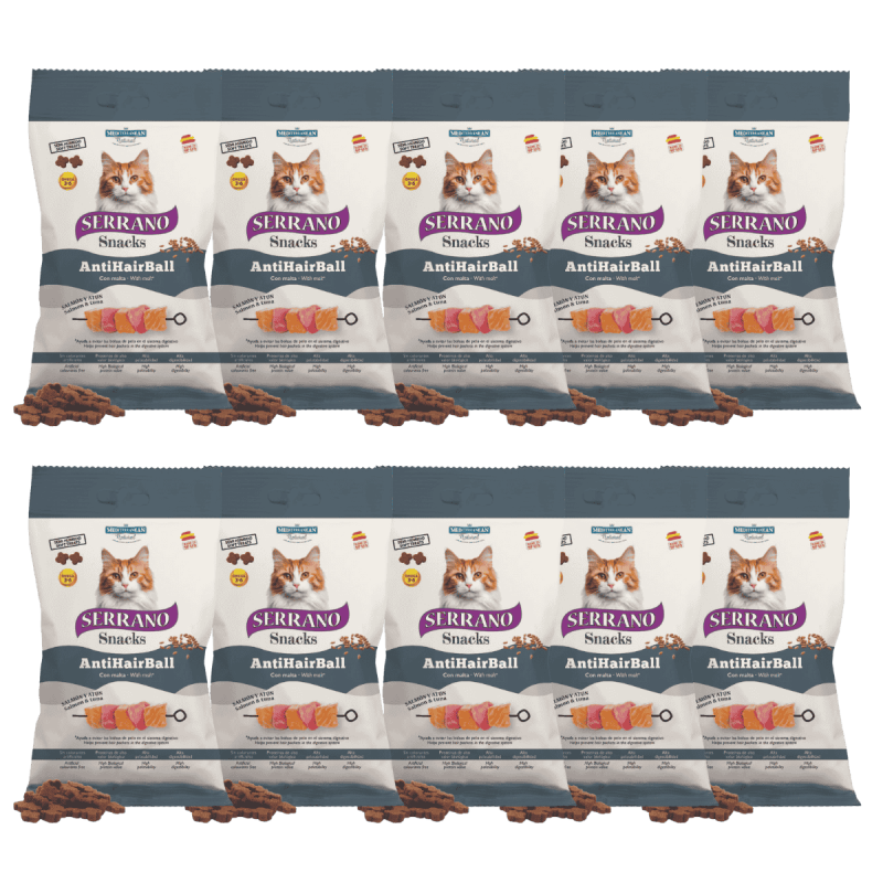 MNS Serrano Snacks Salmón 50g - Reduce las Bolas de Pelo