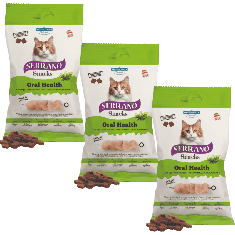 MNS Serrano Snacks Gato Pollo Oral Care 50g - Cuidado Dental Felino