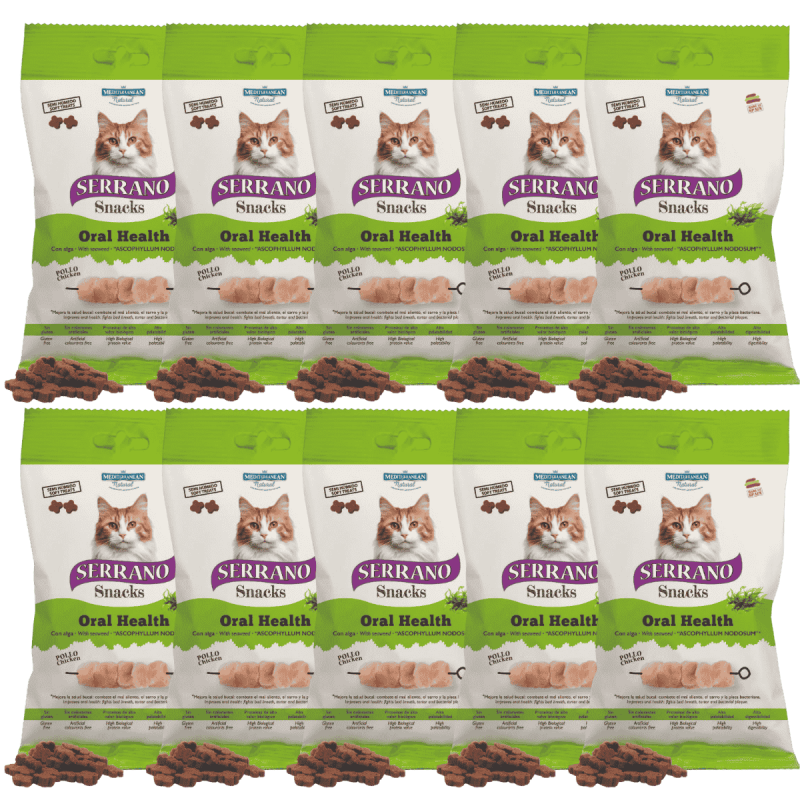 MNS Serrano Snacks Gato Pollo Oral Care 50g - Cuidado Dental Felino