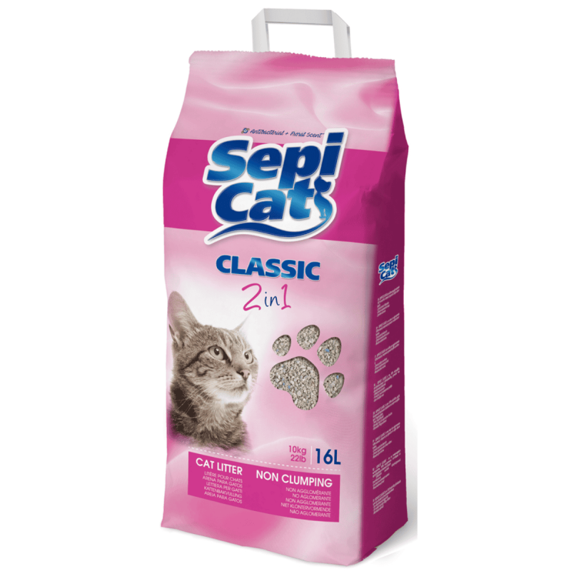 Sepicat Antibac 2in1 Arena Absorbente 10 kg - Arena Natural con Protección Antibacteriana para Gatos