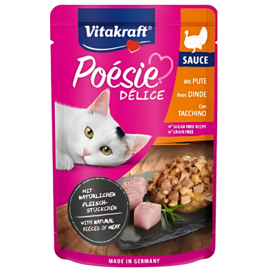 Vitakraft Poesie Delice Salsa Pavo 85g – Comida Húmeda Premium para Gatos