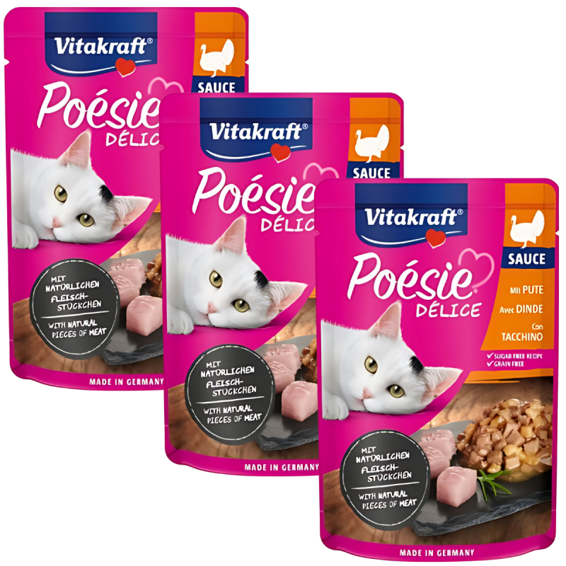 Vitakraft Poesie Delice Salsa Pavo 85g – Comida Húmeda Premium para Gatos