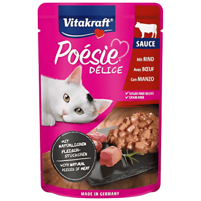Vitakraft Poesie Delice Salsa Ternera 85g – Comida Húmeda Premium para Gatos