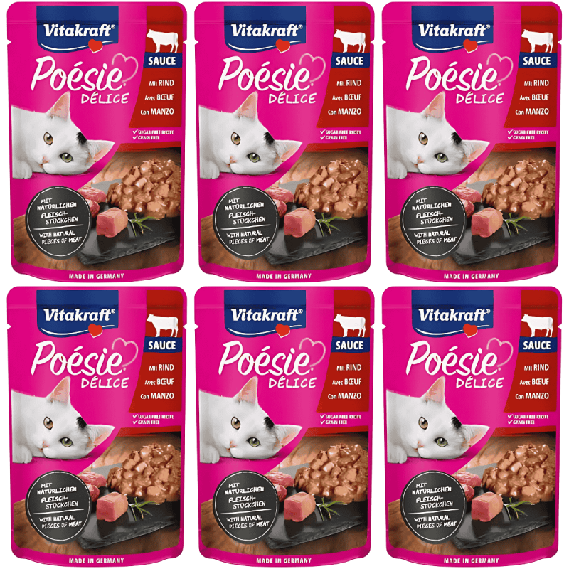 Vitakraft Poesie Delice Salsa Ternera 85g – Comida Húmeda Premium para Gatos