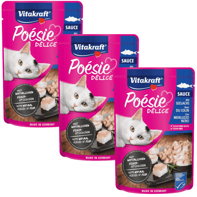 Vitakraft Poesie Delice Salsa Abadejo 85g – Comida Húmeda Premium para Gatos