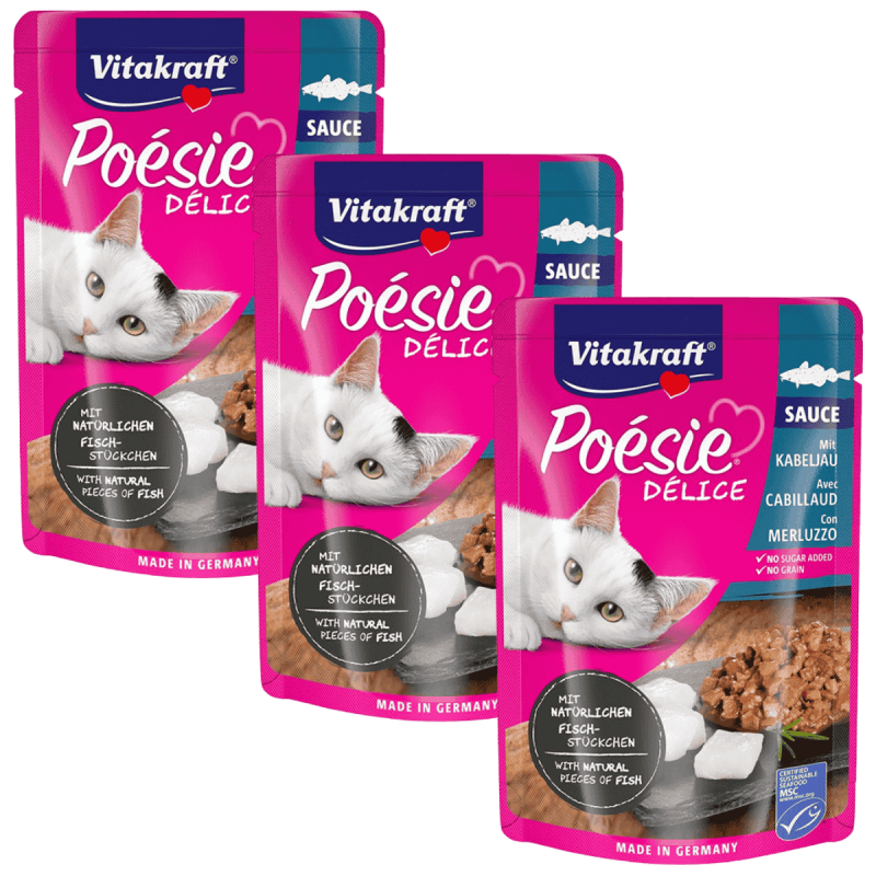 Vitakraft Poesie Delice Salsa Bacalao 85g – Alimentación Premium para Gatos