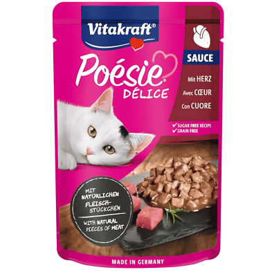 Vitakraft Poesie Delice Salsa Corazón 85g – Sabor irresistible para gatos