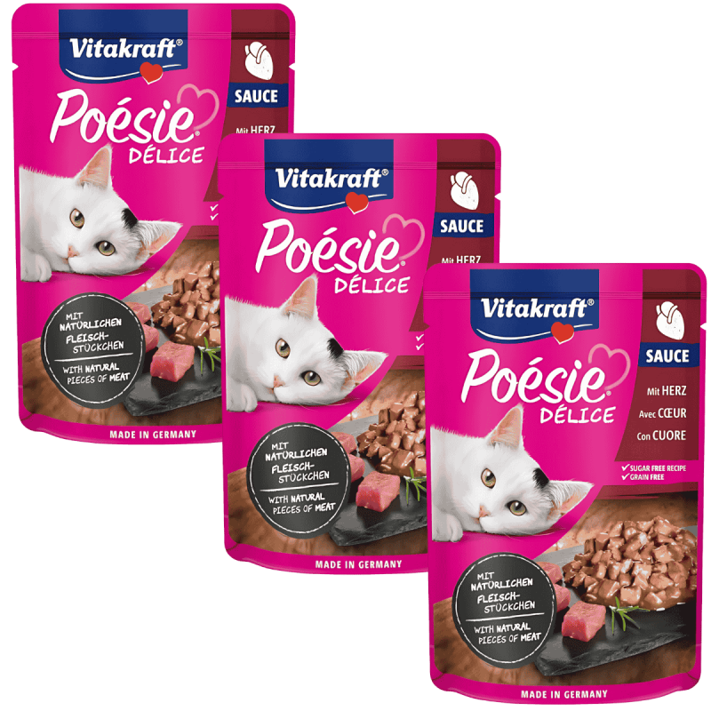 Vitakraft Poesie Delice Salsa Corazón 85g – Sabor irresistible para gatos
