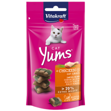 Vitakraft Cat Yums Pollo con Hierba Gatera 40g – Deliciosos snacks para gatos con pollo y hierba gatera