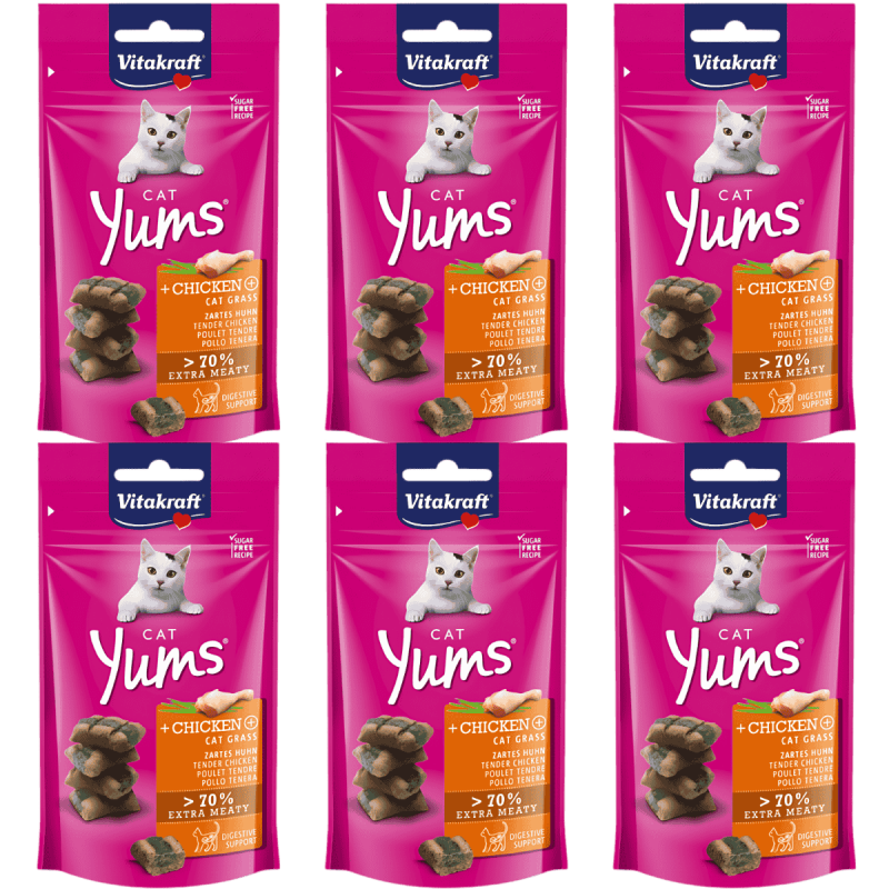 Vitakraft Cat Yums Pollo con Hierba Gatera 40g – Deliciosos snacks para gatos con pollo y hierba gatera