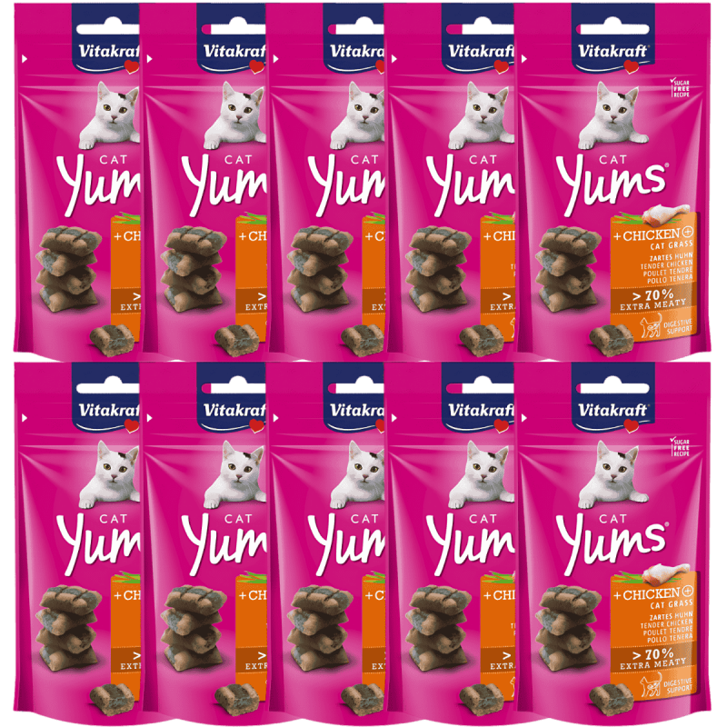 Vitakraft Cat Yums Pollo con Hierba Gatera 40g – Deliciosos snacks para gatos con pollo y hierba gatera