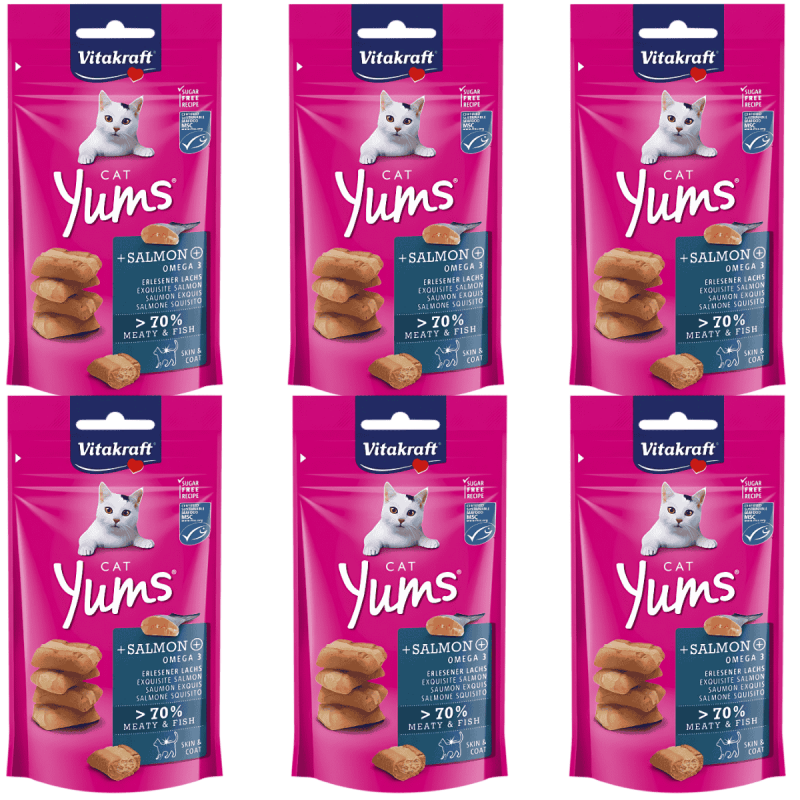 Vitakraft Cat Yums Salmón 40g – Snack jugoso y sabroso para gatos