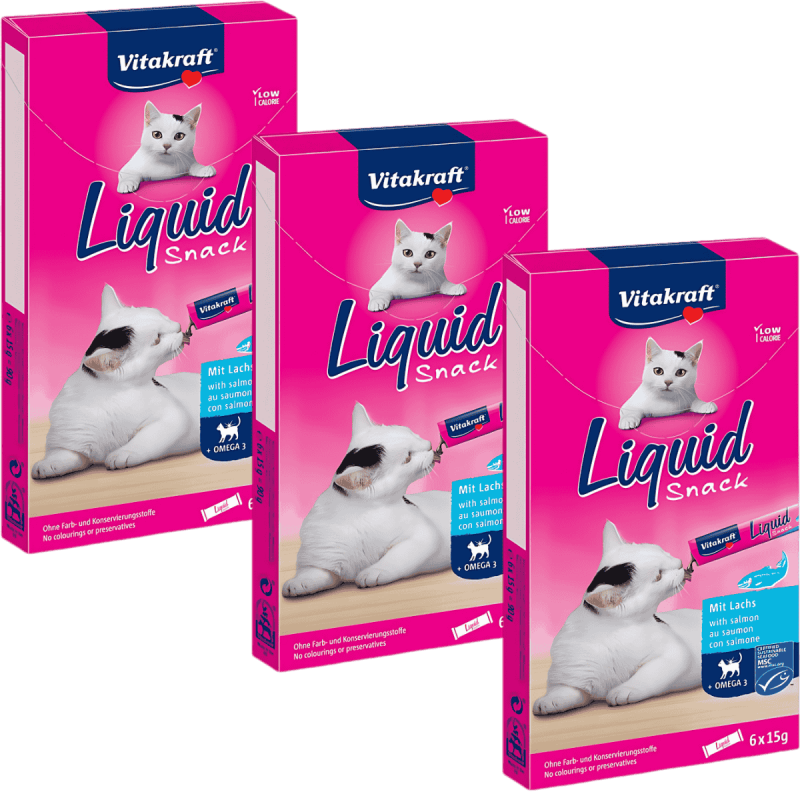 Vitakraft Liquid Snack Salmón con Omega 3 90g – Snack cremoso y saludable para gatos