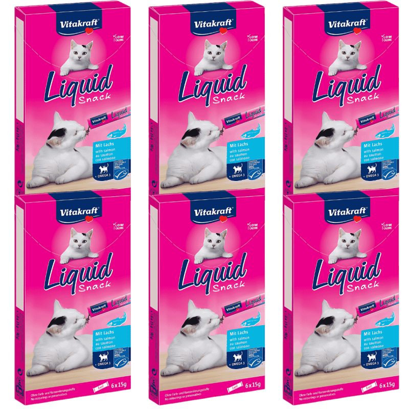Vitakraft Liquid Snack Salmón con Omega 3 90g – Snack cremoso y saludable para gatos