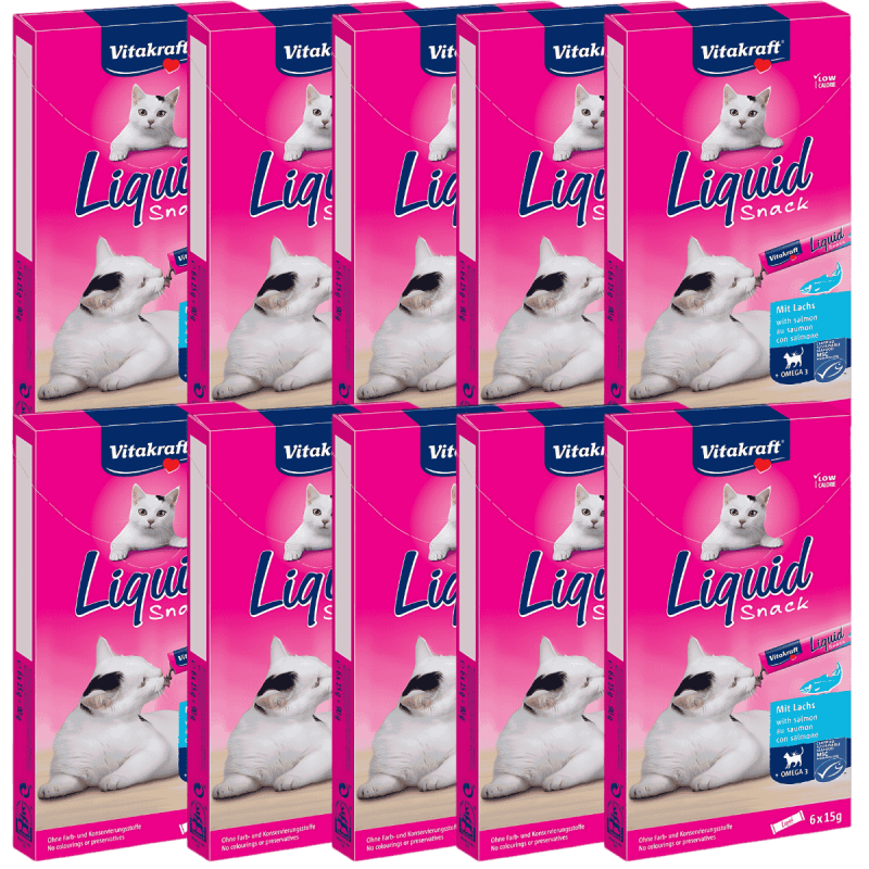 Vitakraft Liquid Snack Salmón con Omega 3 90g – Snack cremoso y saludable para gatos