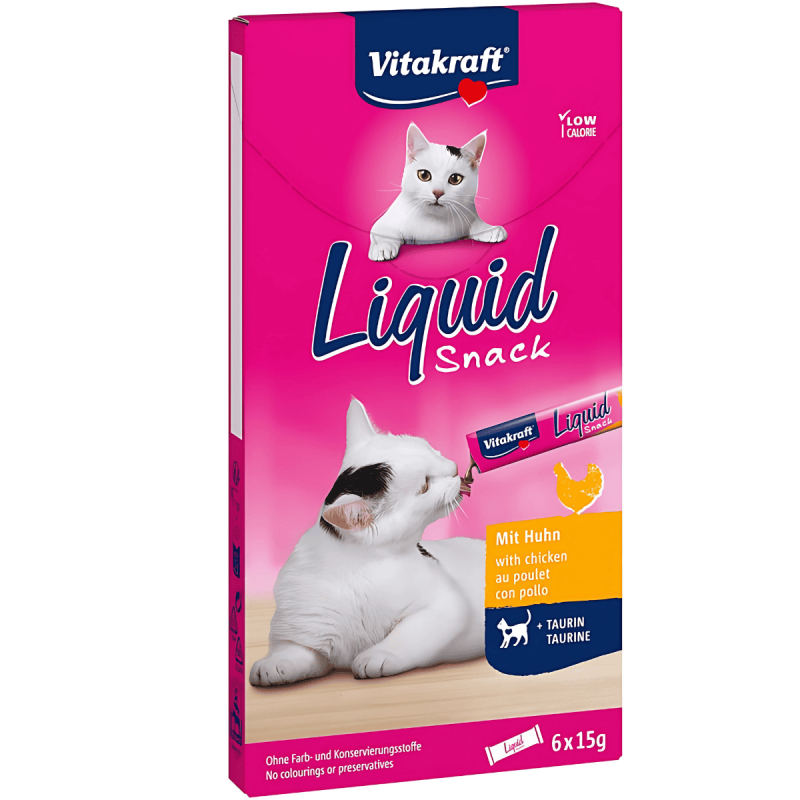 Vitakraft Liquid Snack Pollo con Taurina 90g – Snack cremoso y saludable para gatos