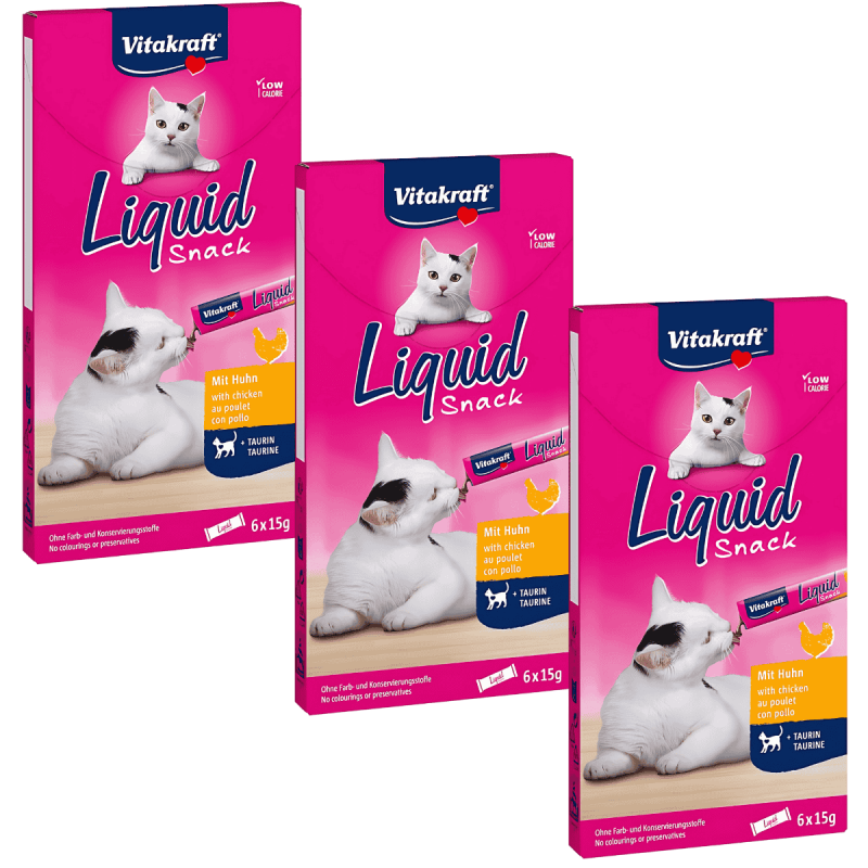 Vitakraft Liquid Snack Pollo con Taurina 90g – Snack cremoso y saludable para gatos