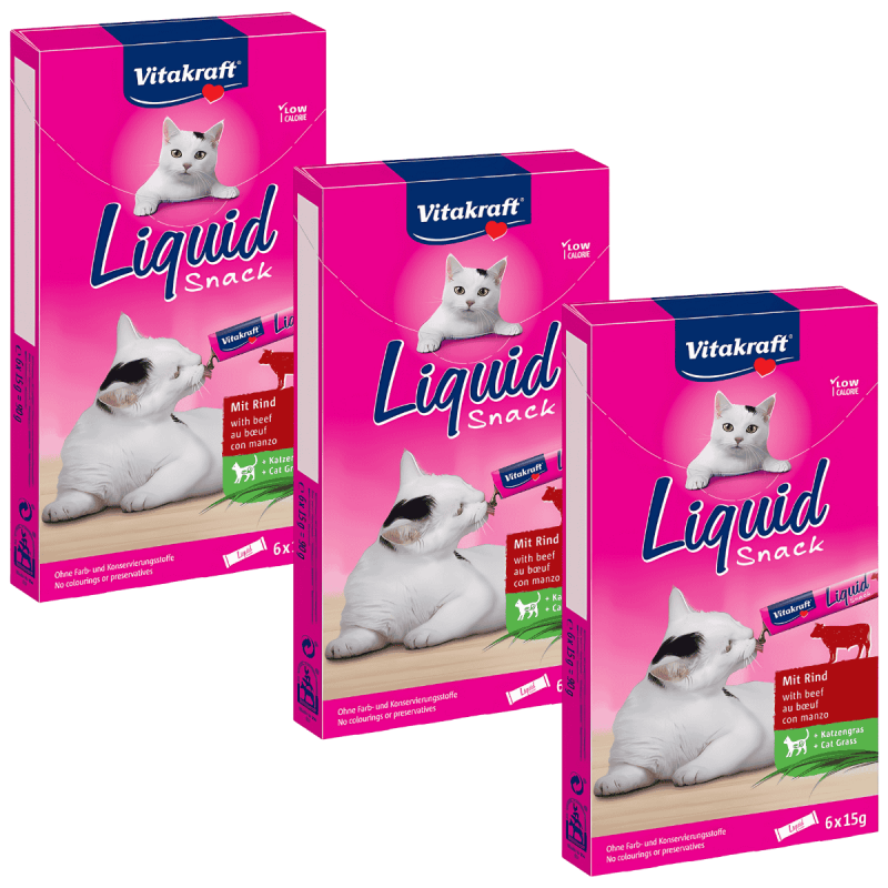 Vitakraft Liquid Snack Ternera con Inulina 90g – Snack cremoso para gatos con prebióticos