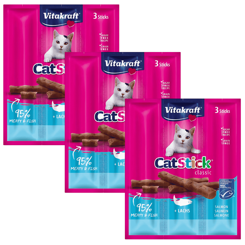 Vitakraft Cat Stick Salmón 3x6g – Snack sabroso y saludable para gatos