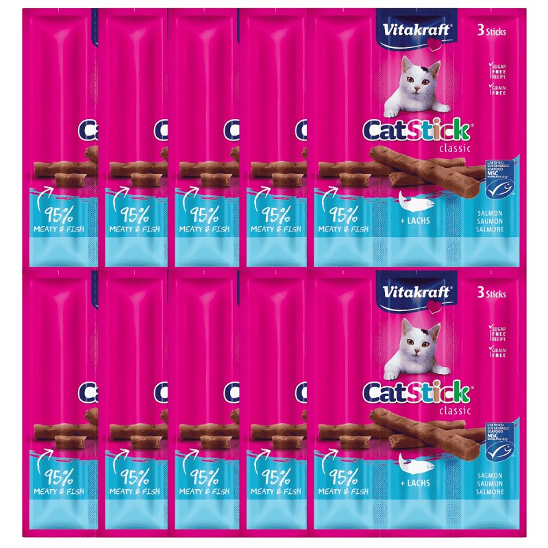 Vitakraft Cat Stick Salmón 3x6g – Snack sabroso y saludable para gatos