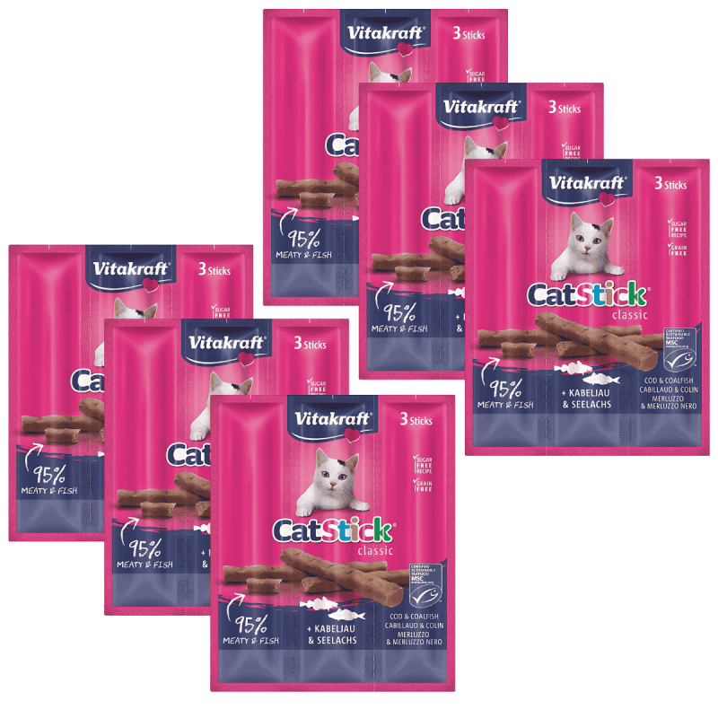 Vitakraft Cat Stick Bacalao y Atún 3x6g – Snack irresistible para gatos