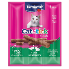 Vitakraft Cat Stick Pato y Conejo 3x6g – Snack delicioso y saludable para gatos