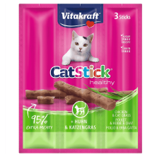 Vitakraft Cat Stick Pollo con Hierba Gatera 3x6g – Snack irresistible para gatos