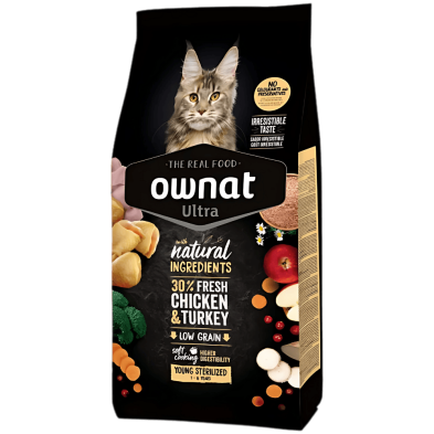 Ownat Ultra Young Sterilized – Pienso Premium para Gatos Jóvenes Esterilizados 1,5kg y 3kg | supienso.com
