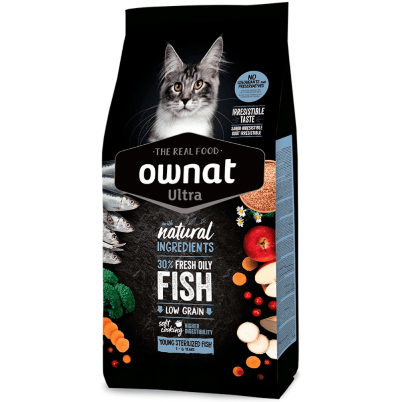 Ownat Ultra Young Sterilized Fish – Pienso Premium con Pescado para Gatos Jóvenes Esterilizados 1,5kg y 3kg | supienso.com