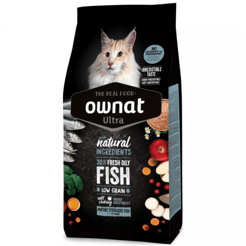 Ownat Ultra Mature Sterilized Fish – Pienso Premium con Pescado para Gatos Mayores Esterilizados 1,5kg y 3kg | supienso.com