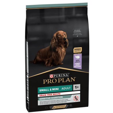 Purina Pro Plan Dog Small&Mini Adult Digest Grain Free Pavo – Pienso sin cereales para perros adultos de razas pequeñas