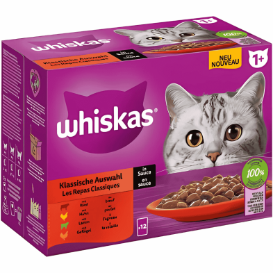 Whiskas Selección Ternera en Gelatina - Comida Húmeda para Gatos Adultos (+1 Año) | Pack 12 x 85 g