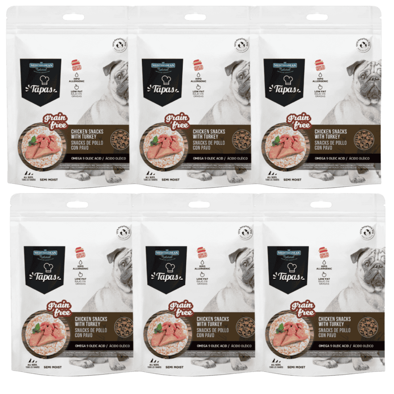 Mediterranean Natural Tapas Grain Free Pollo y Pavo 150 gr | Snack Natural para Perros
