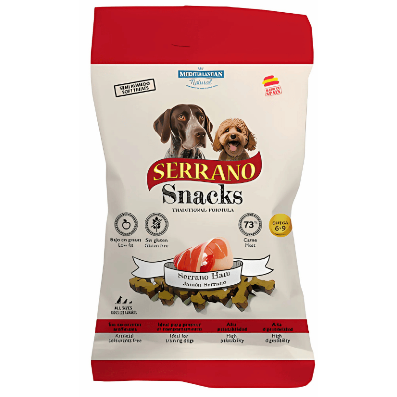 Mediterranean Natural Snacks Serrano Jamón 85 gr | Snack Natural para Perros