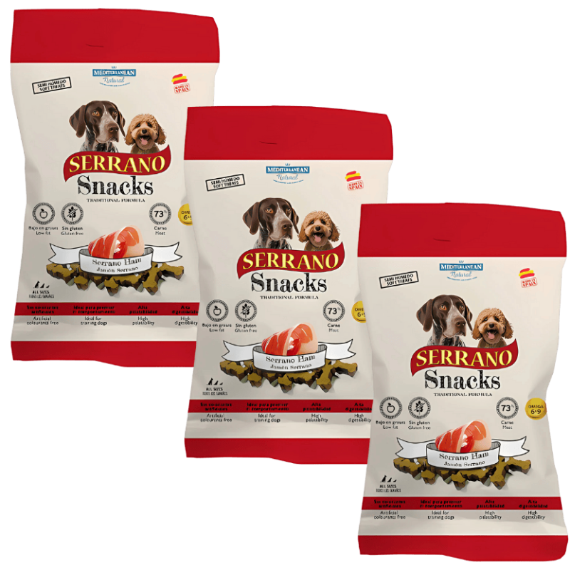 Mediterranean Natural Snacks Serrano Jamón 85 gr | Snack Natural para Perros