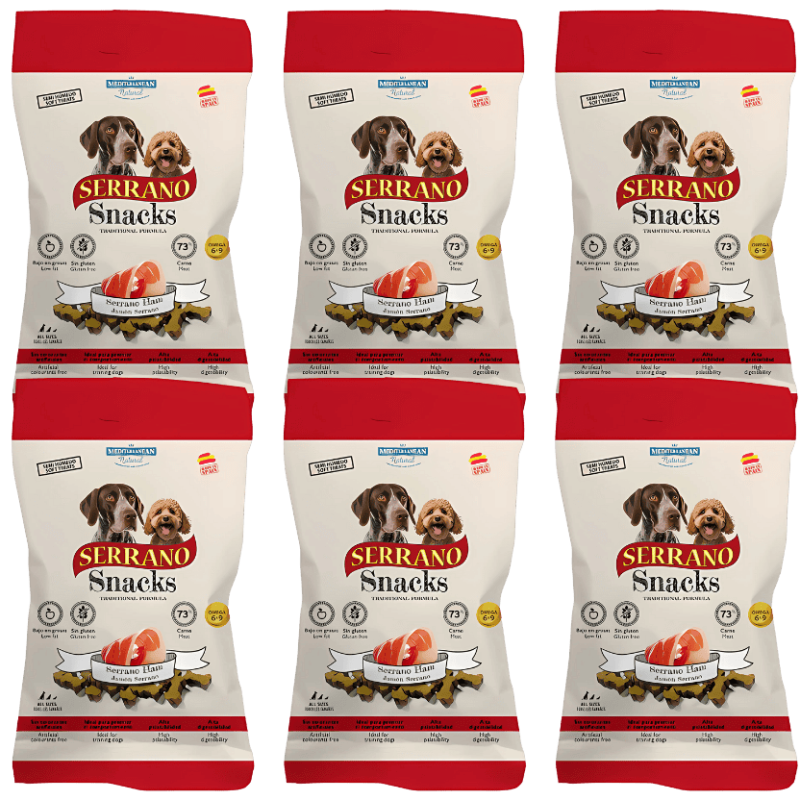 Mediterranean Natural Snacks Serrano Jamón 85 gr | Snack Natural para Perros