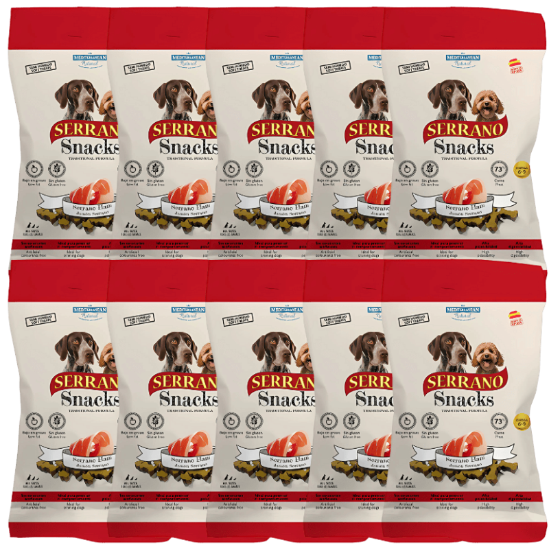 Mediterranean Natural Snacks Serrano Jamón 85 gr | Snack Natural para Perros