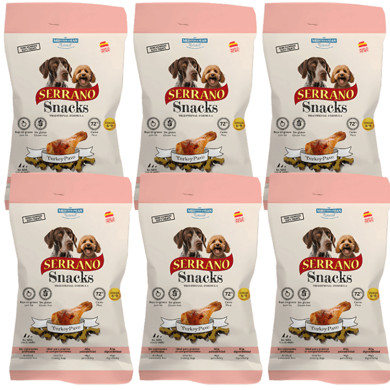 Mediterranean Natural Snacks Serrano Pavo 85 gr | Snack Natural para Perros
