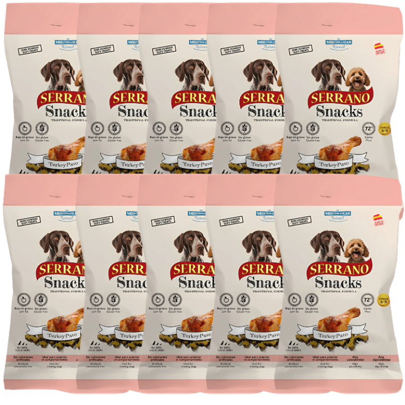 Mediterranean Natural Snacks Serrano Pavo 85 gr | Snack Natural para Perros