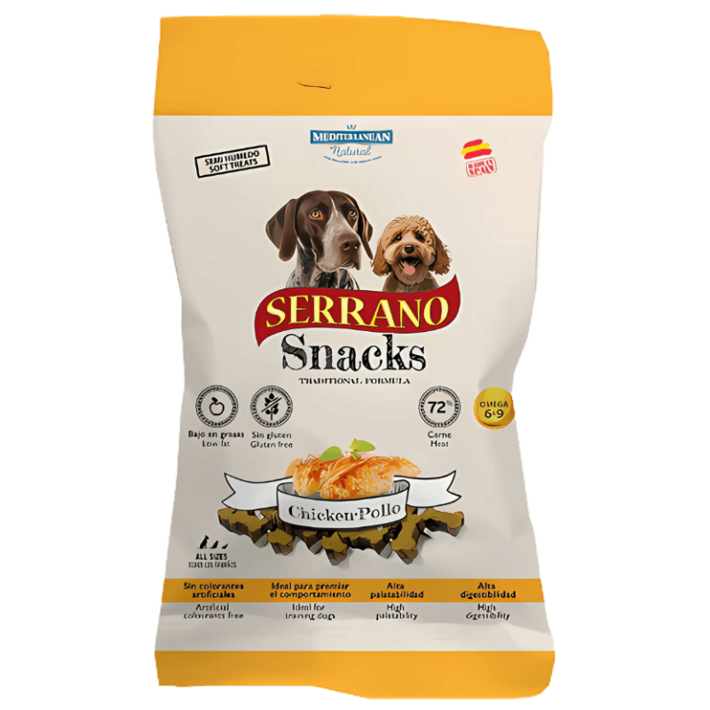 Mediterranean Natural Snacks Serrano Pollo 85 gr | Snack Natural para Perros
