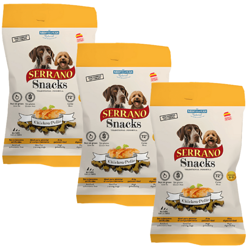 Mediterranean Natural Snacks Serrano Pollo 85 gr | Snack Natural para Perros