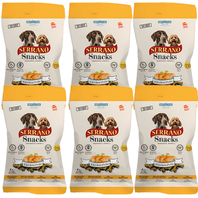 Mediterranean Natural Snacks Serrano Pollo 85 gr | Snack Natural para Perros