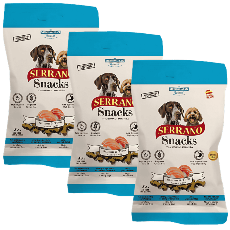 Mediterranean Natural Snacks Serrano Salmón 85 gr | Snack Natural para Perros