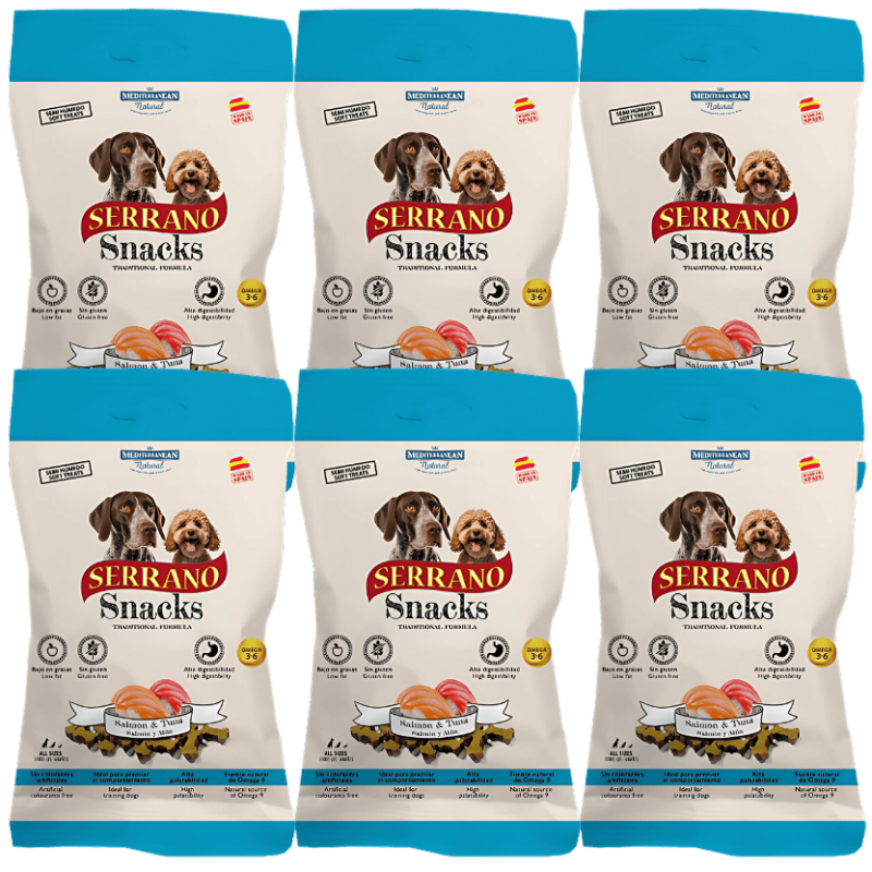 Mediterranean Natural Snacks Serrano Salmón 85 gr | Snack Natural para Perros