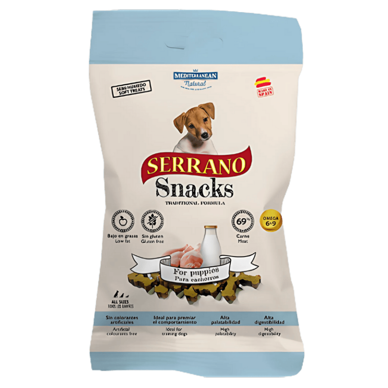 Mediterranean Natural Snacks Serrano Cachorro 85 gr | Snack Natural para Perros
