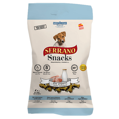 Mediterranean Natural Snacks Serrano Cachorro 85 gr | Snack Natural para Perros