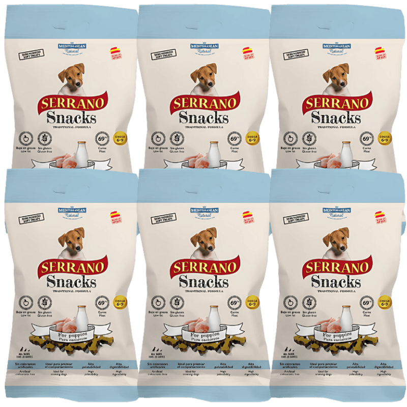 Mediterranean Natural Snacks Serrano Cachorro 85 gr | Snack Natural para Perros