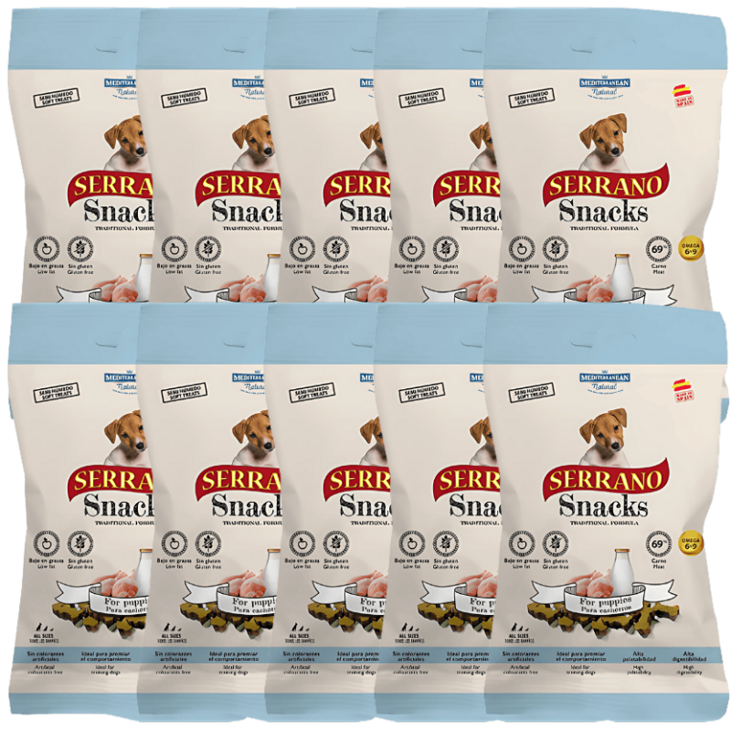Mediterranean Natural Snacks Serrano Cachorro 85 gr | Snack Natural para Perros