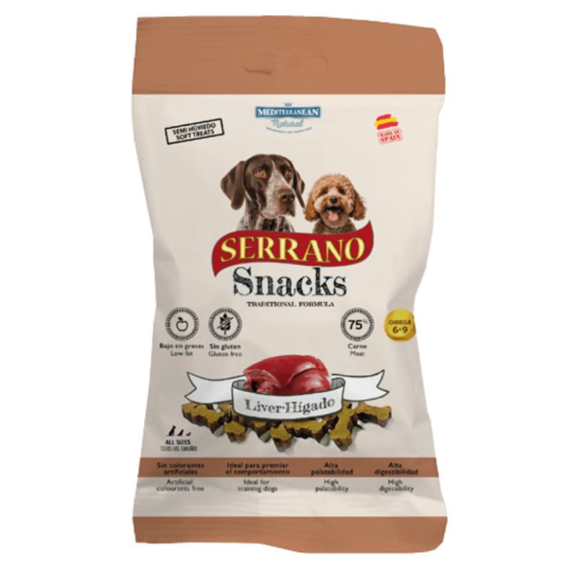 Mediterranean Natural Snacks Serrano Hígado 85 gr | Snack Natural para Perros