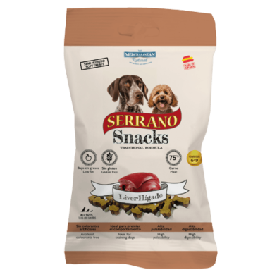 Mediterranean Natural Snacks Serrano Hígado 85 gr | Snack Natural para Perros